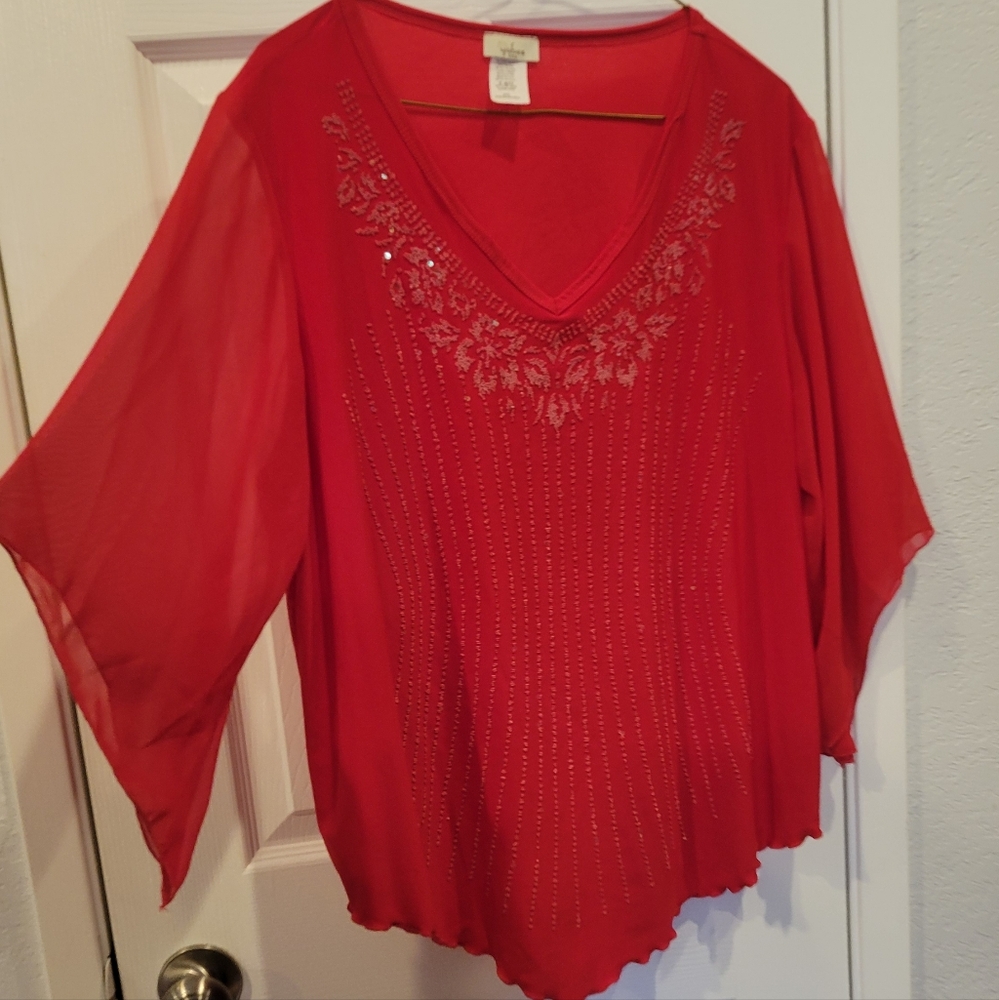 Yabes Red Sparkling Blouse